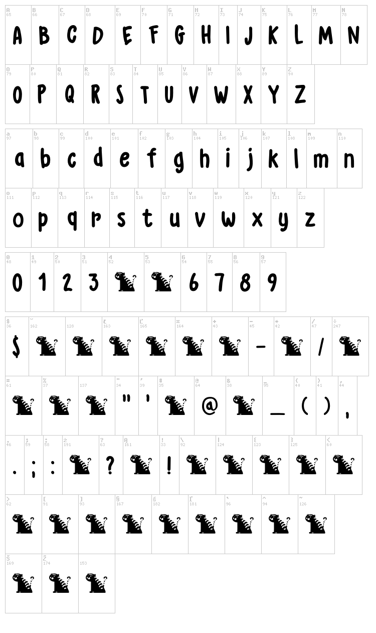 DK Grumpy Tiger font map
